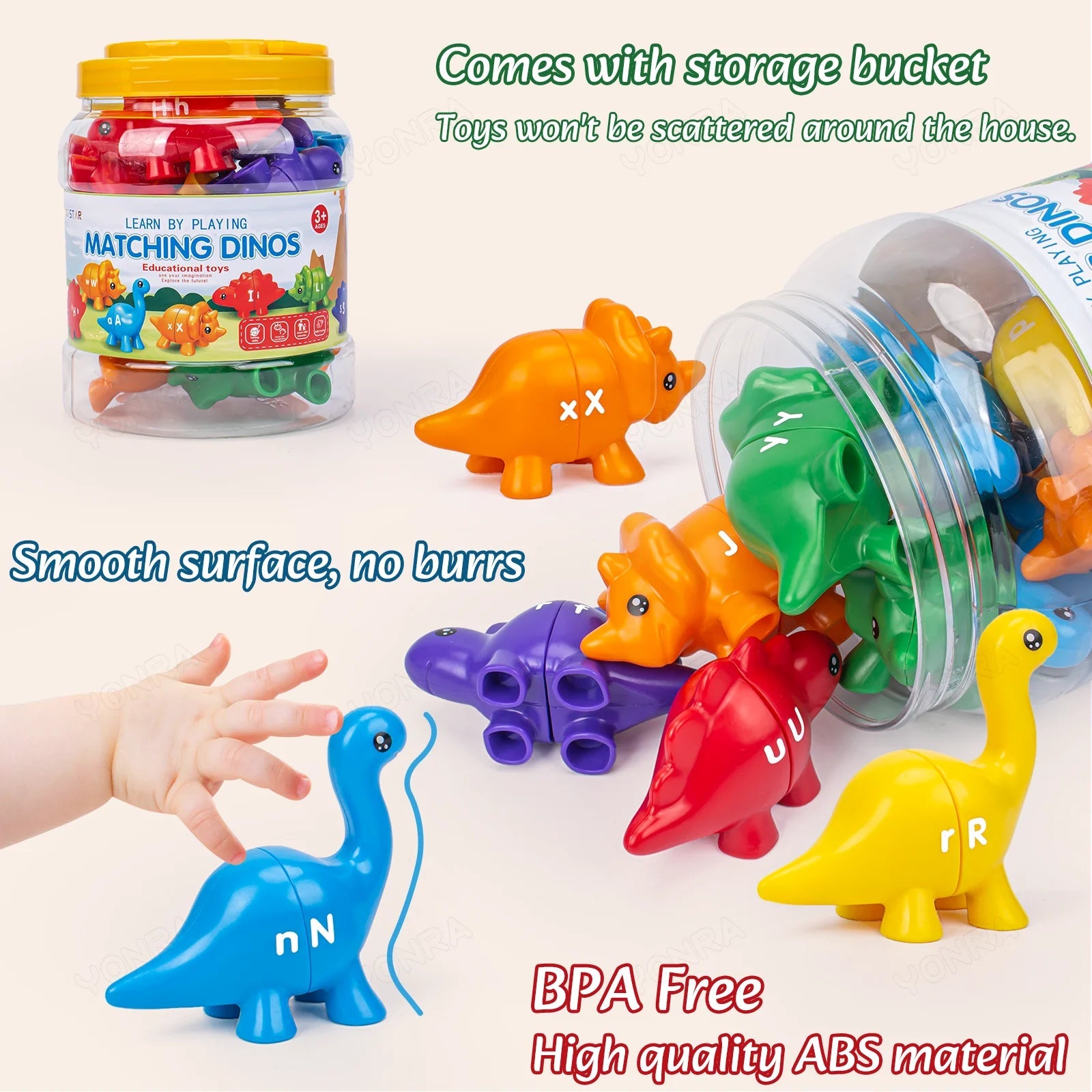Matching Dinosaur Toy With storage bucket Montessori Toys for Kids Counting Learning Toys for Toddlers Children Development Game Good Vibrations