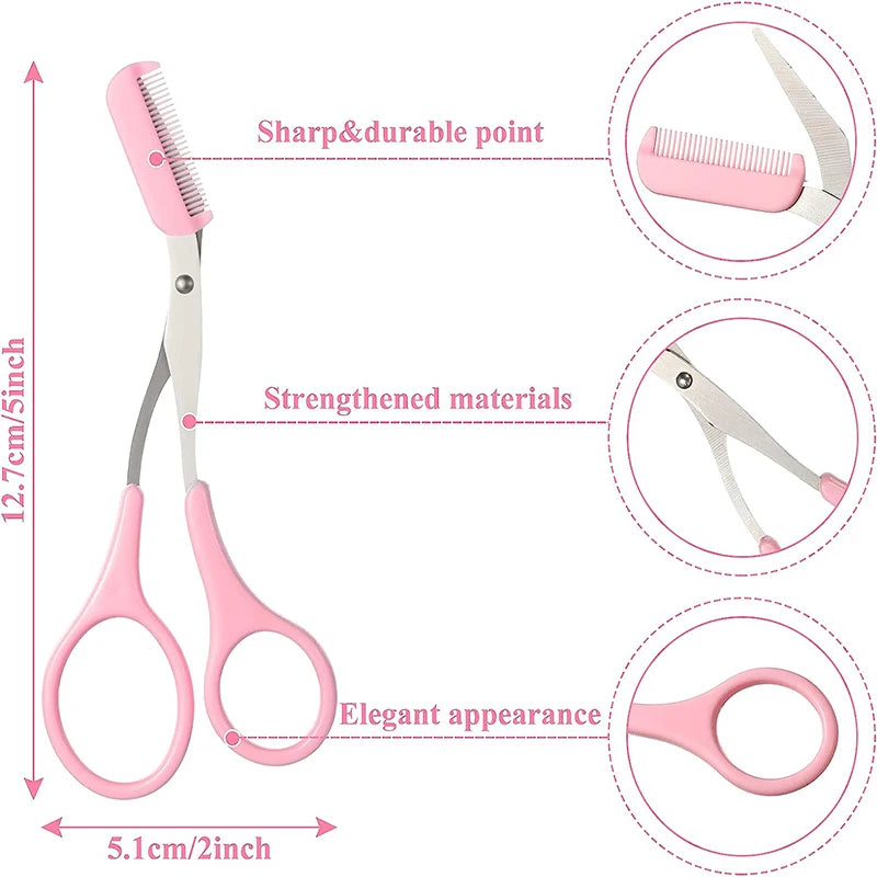 1Pcs Safe Eyebrow Trimmer Stainless Steel Eyebrow Scissors with Comb Hair Removal Shaver Eyebrows Shaping Makeup Tool Good Vibrations