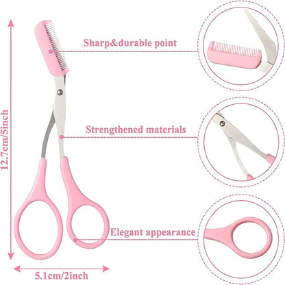 1Pcs Safe Eyebrow Trimmer Stainless Steel Eyebrow Scissors with Comb Hair Removal Shaver Eyebrows Shaping Makeup Tool Good Vibrations