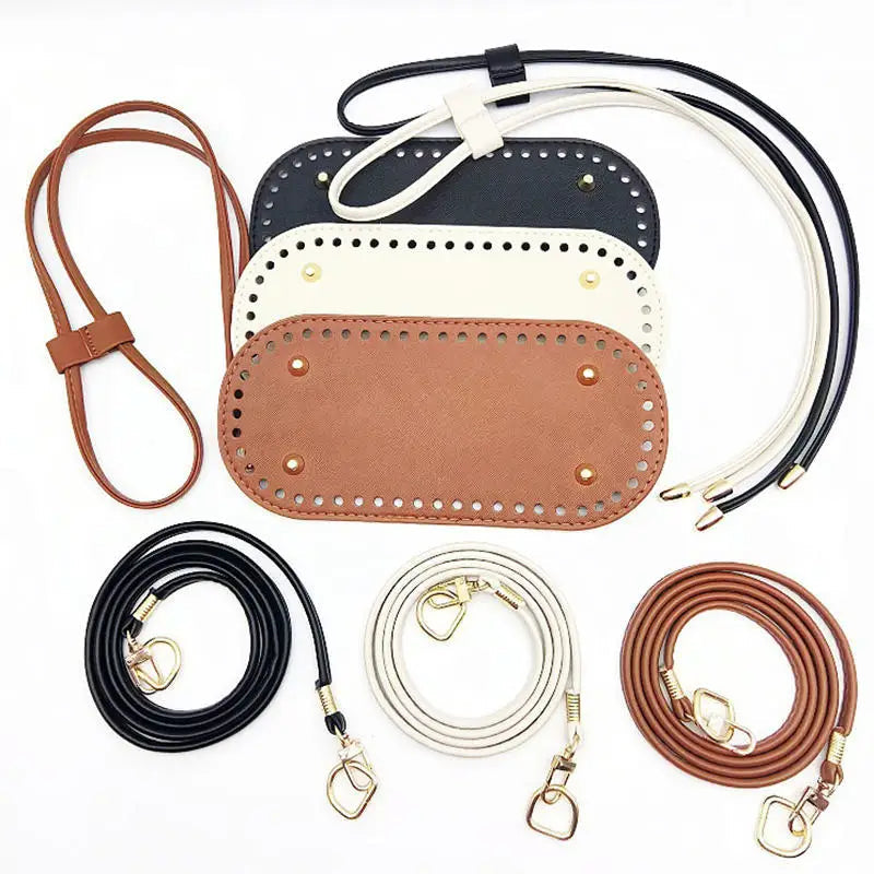 3Pcs DIY Purse Making Kit with Chain PU Leather Bucket Bag Base & Shoulder Strap Crochet Handbag Accessories ﻿ Good Vibrations