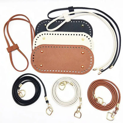 3Pcs DIY Purse Making Kit with Chain PU Leather Bucket Bag Base & Shoulder Strap Crochet Handbag Accessories ﻿ Good Vibrations