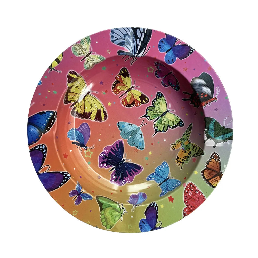 Round Cigarette Ashtray Tobacco Herb Metal Rolling Tray Smoking Accessories Bar Cigar Creative Personality Men's Gadgets Good Vibrations Adult Super Store