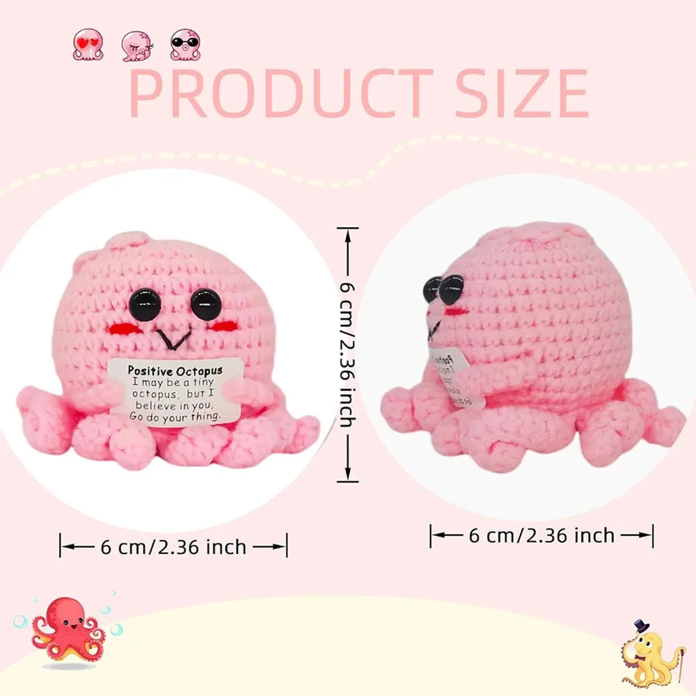 Positive Energy Duck Doll Hug Pocket Mini Handmade Plush Wool Knitting Dolls Funny Emotional Support Crochet Gift for Birthday Good Vibrations