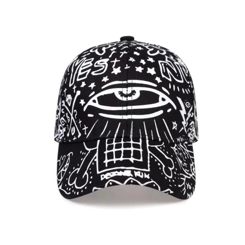 Fashion New Graffiti eyes Luminous cap Hip hop Cap Hats for men women Vintage flat hat Baseball Cap 70014 Good Vibrations