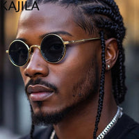 Small Frame Round Steampunk Sunglasses Men 2025 Luxury Brand Retro Punk Sun Glasses For Male Classic Driving Eyewear UV400 Good Vibrations