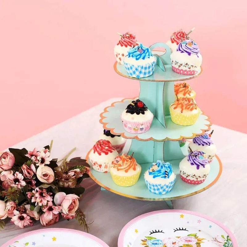 3-Layer Cake Stand Afternoon Tea Wedding Plate Party Tableware Disposable Birthday Tower Suitable for Wedding Good Vibrations