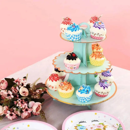 3-Layer Cake Stand Afternoon Tea Wedding Plate Party Tableware Disposable Birthday Tower Suitable for Wedding Good Vibrations
