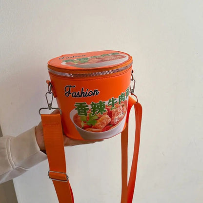 Shoulder Bag Instant Noodles Crossbody Bags Crossbody Bag Large Capcity Reusable Bucket Bag Solid Color Zipper Shoulder Bag Good Vibrations