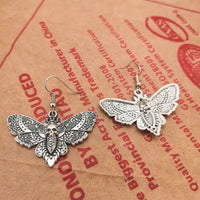 Vintage Fashion Death Moth Dangle Drop Earrings for Women Trendy Halloween Jewelry Christmas Gifts Good Vibrations