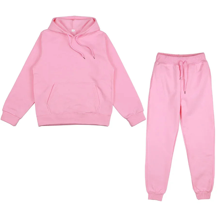 Men's Autumn and Winter New Solid Color Hoodie+pants Two-piece Set Fashionable Casual Sports Set Size S-3XL Good Vibrations