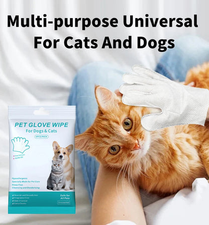 New 6PCS Pet Wash-Free Gloves Cat Bath Deodorant Wipes Disposable Cleaning Dry Cleaning Dog Wipes Gentle And Convenient Gloves Good Vibrations