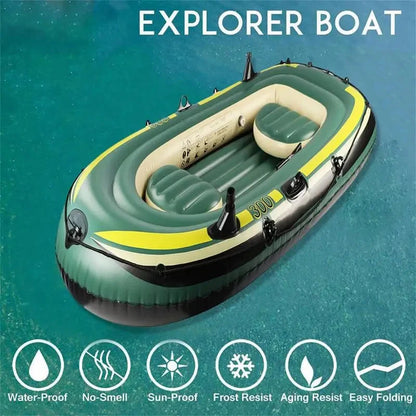 PVC Inflatable Boat Foldable InfLatable Fishing Boat Rafting Fishing Boat Heavy Duty Fishing Drifting Inflatable PVC Boat Set Good Vibrations