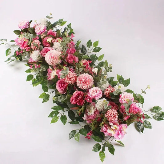 100cm Luxury White Rose Artificial Flower Row Wedding Table Centerpiece Flowers Backdrop Wall Arches Decor Party Stage Floral Good Vibrations