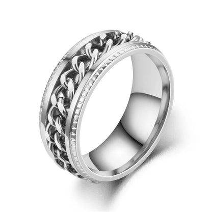 Titanium Steel Rotatable Chain Rings for Women Men Spinner Ring Decompression Multifunctional Chain Ring Bottle Opener Ring Gift Good Vibrations