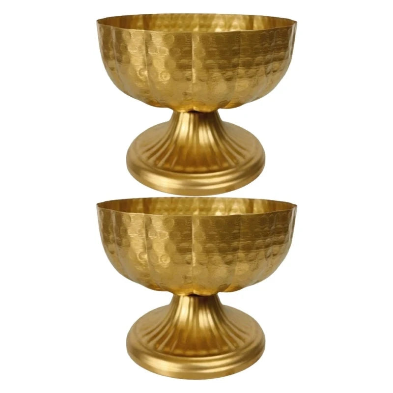 Vintage Iron Compote Bowl Vases for Wedding Centerpieces Small Set of 2 Good Vibrations