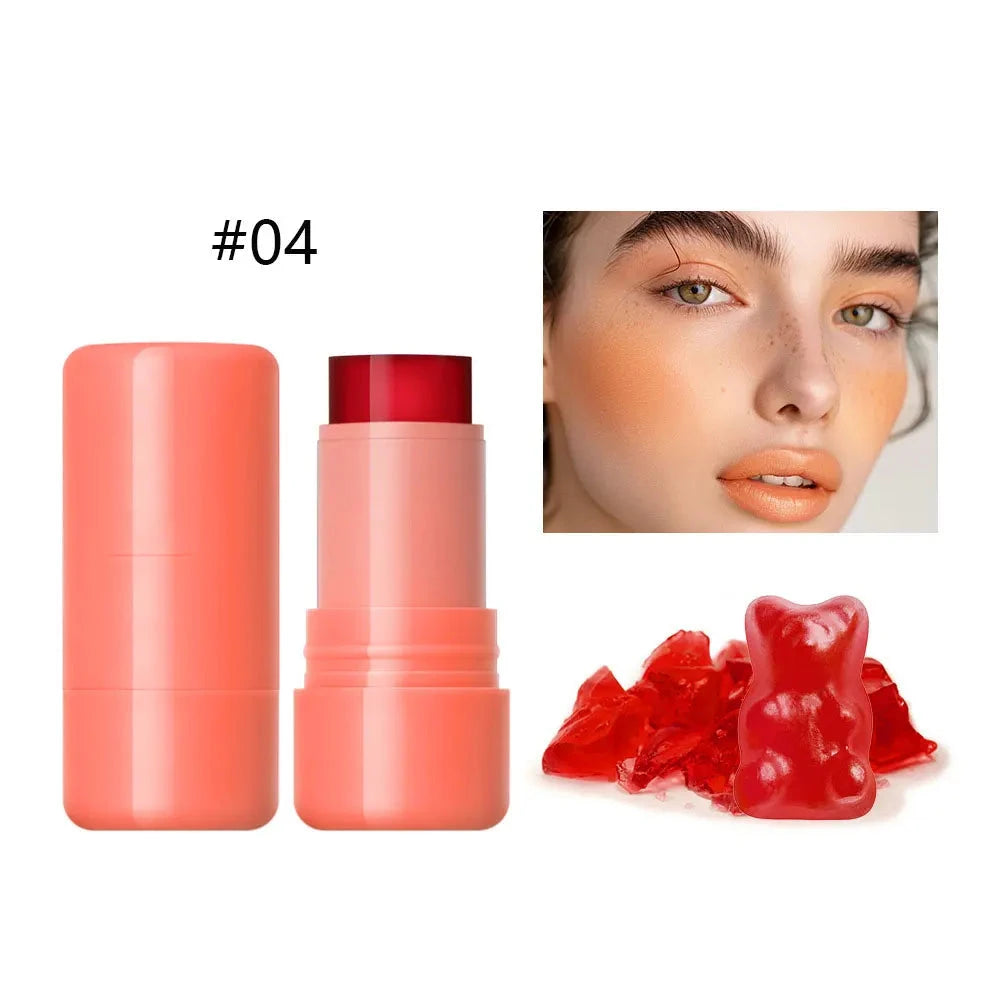 Jelly Blush Lip Gloss Stick for Lazy People to Contour, Even Skin Tone, Brighten and Color, Easy to Apply for Both Lips and Face Good Vibrations