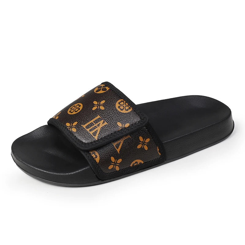 Men's Genuine Leather Sandals Comfortable Man Sandal House Slippers Man Summer Shoes Sale Genuine Mens Slipper Flip Flop Slides Good Vibrations