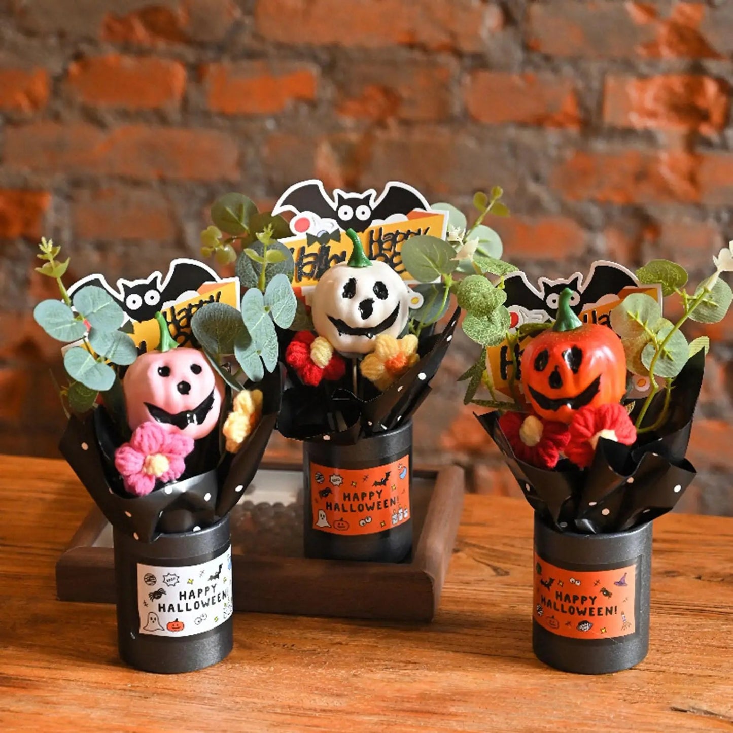 Halloween Pumpkin Bouquet Creative Pumpkin Head Decorative Bouquet Resin Ghost Pumpkin Flower Artificial Pumpkin Flowers Good Vibrations