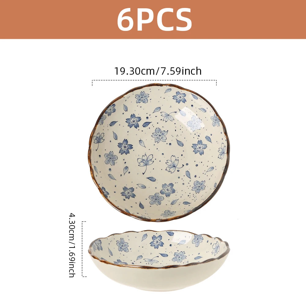 7.5inch Japanese Household Noodle Bowl Ceramic Soup Bowl With Handle Salad  Bowl Pasta  Fruit Bowl Microwave  Kitchen Tableware Good Vibrations