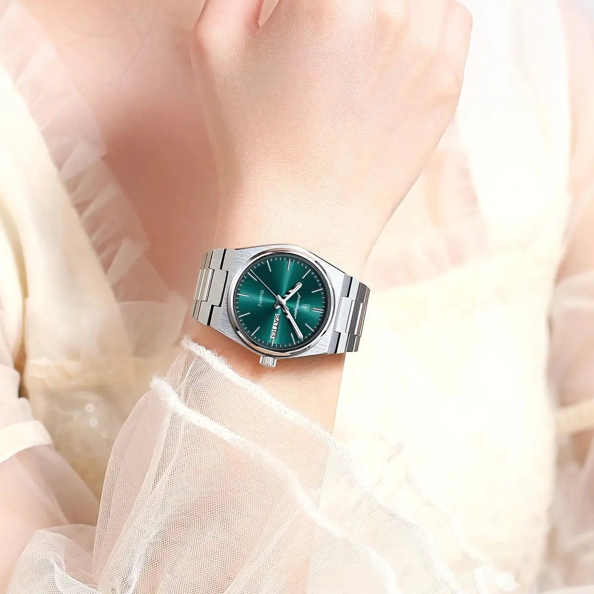 POEDAGAR Luxury Watch for Woman Ladies Elegant Quartz Watch Waterproof Luminous Date Week Stainless Steel Women's Watches Clock Good Vibrations