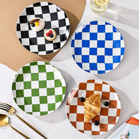 Creative Chess Grid Ceramic Plate Home Dinner Tableware Western Steak Plate Exquisite Bread Dessert Dishes Kitchen Utensils Home Good Vibrations