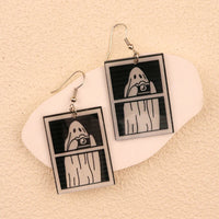 Halloween Dangle Earring With Cartoon Ghost Skeleton Coffin Clown Design Adorable Halloween Women Gift Good Vibrations
