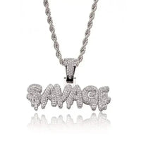 Hip Hop Ice Out Square Crystal S-A-V-A-G-E Letter Pendant Necklace for Men and Women Street One Last Party Trendy Jewelry Gift Good Vibrations