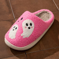 Halloween Slippers Women's Winter Pink Cute Ghost Indoor Cartoon Comfort Home Bedroom Soft Causal Flat Plush Shoes for Gift Good Vibrations