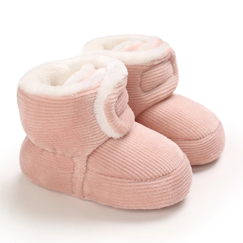 Baby Autumn/Winter Pink Snow Boots 0-18M Girl Baby Warm Cotton Shoes Solid Color First Walking Shoes Children's Shoes Good Vibrations