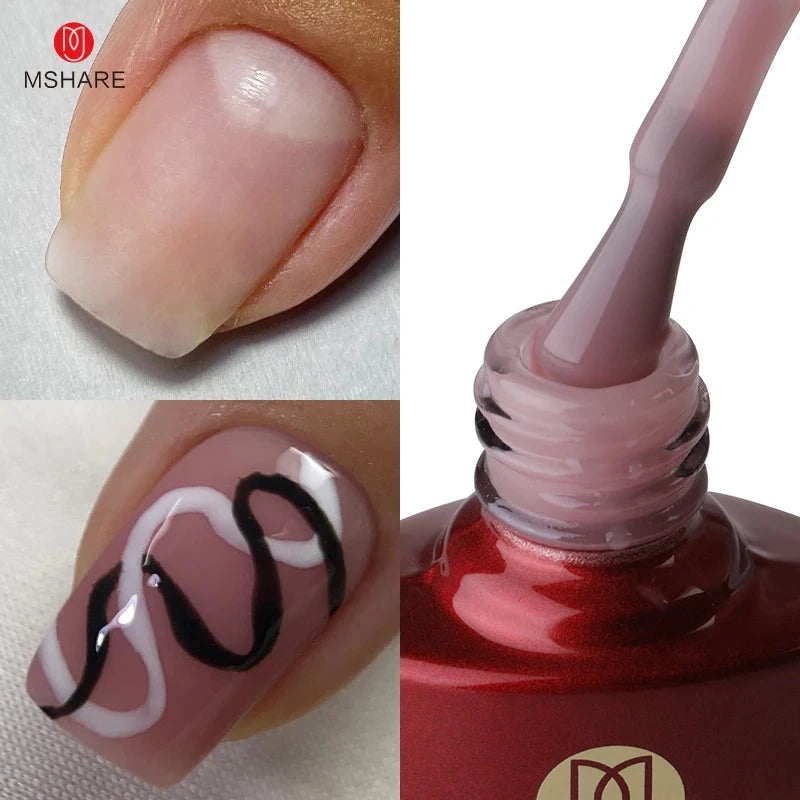 MSHARE Blush Pink Shade Color Rubber Base Gel Polish Nail Camouflage Nails Gel 10ml Good Vibrations