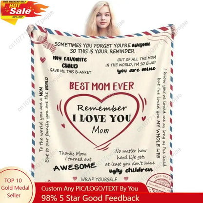 Letter To Mom Pattern Blanket Mother Gift Soft Comfortable Warm Throw Air-conditioned Room Nap Blanket for Home Custom blankets Good Vibrations