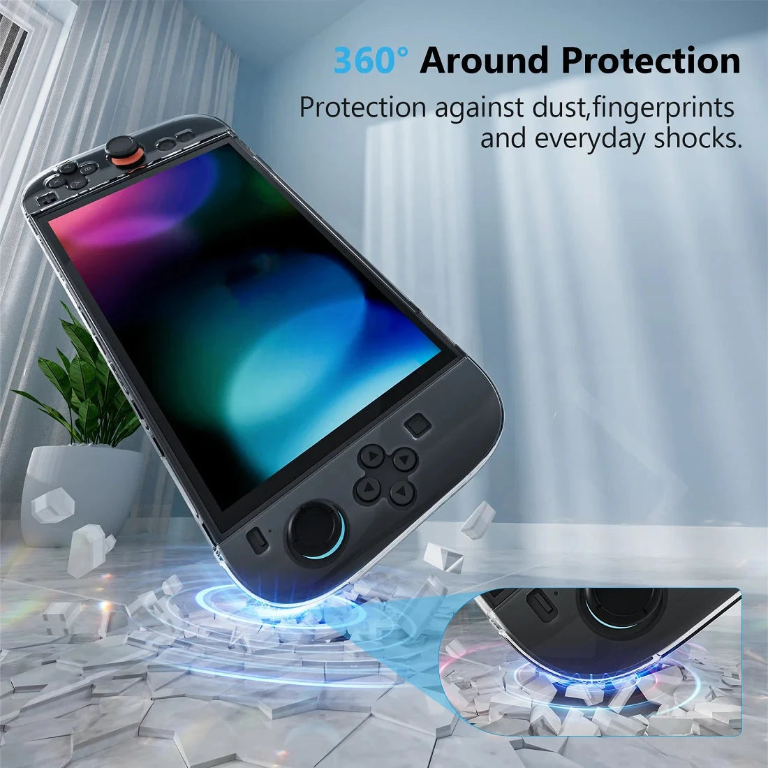 For switch 2, game console and controller protective case + tempered film + keycaps, PC  material, shockproof and wear-resistant Good Vibrations