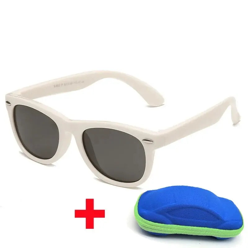 Baby Sunglasses with Glasses Box Boys Girls Outdoor Goggles Sun Glasses AC Lens Safety Glasses and Cases Gift for Kids Good Vibrations