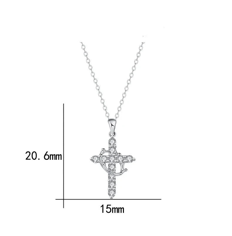 Cross Chain Christian Necklace Luxury Rotatable Crown Zircon Cross Necklace готический крест подвеска Good Vibrations