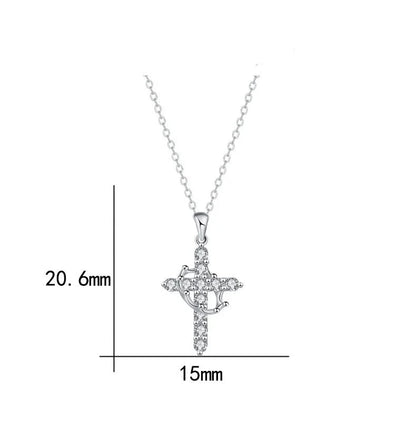 Cross Chain Christian Necklace Luxury Rotatable Crown Zircon Cross Necklace готический крест подвеска Good Vibrations