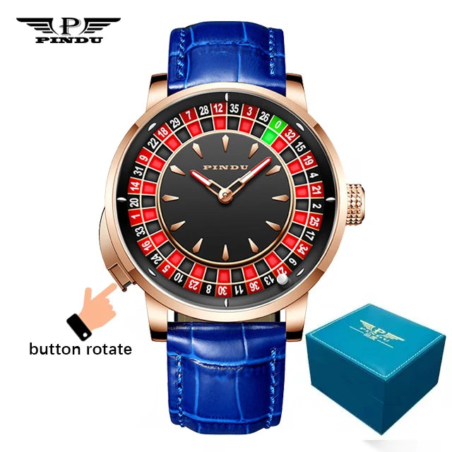 PINDU Design New NH35A Mechanical Watches Men Push Button Turn Russian Roulette Game Sapphire Mirror Diamond Dial Men's Watch Good Vibrations