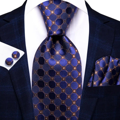 Hi-Tie Blue Business Solid 100% Silk Men's Tie NeckTie 8.5cm Ties for Men Formal Luxury Wedding High Quality Gravata Good Vibrations