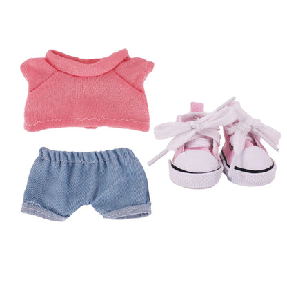 Doll Clothes Set For labubu 17cm Plush Doll Accessories Girl's Toys Birthday And Christmas Gifts Good Vibrations