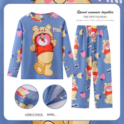 New Pajamas Boys Girls Pajamas Stitch Clothing Sets Kids Long Sleeve +Pant 2 Pieces Children Home Clothing Girl Nightgown Pjs Good Vibrations