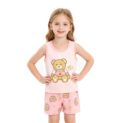 Summer Children Sets Kids Clothes Boys Girls Vest Suit Children's Clothing baby Cotton T-Shirts Shorts Tank Top Sleeveless 0-7T Good Vibrations