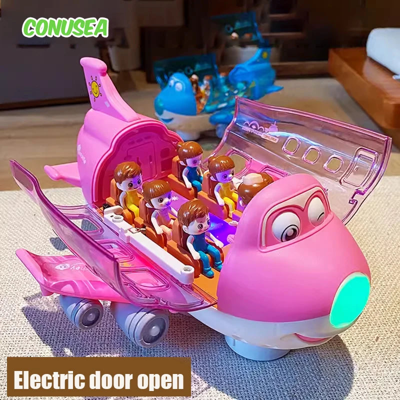 Kids Toys Electric Plane Aircraft Toys Car Airplane Model Music Simulation Boy Children Traffic Toy Christmas Gifts for Girls Good Vibrations