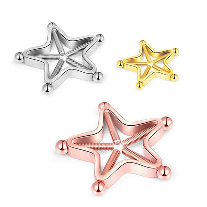 [Y]1Pc Stainless Steel Adjustable Nipple Rings For Women, Star Shaped Clip On Nipple Ring Fake Nipple Piercing Jewelry Good Vibrations