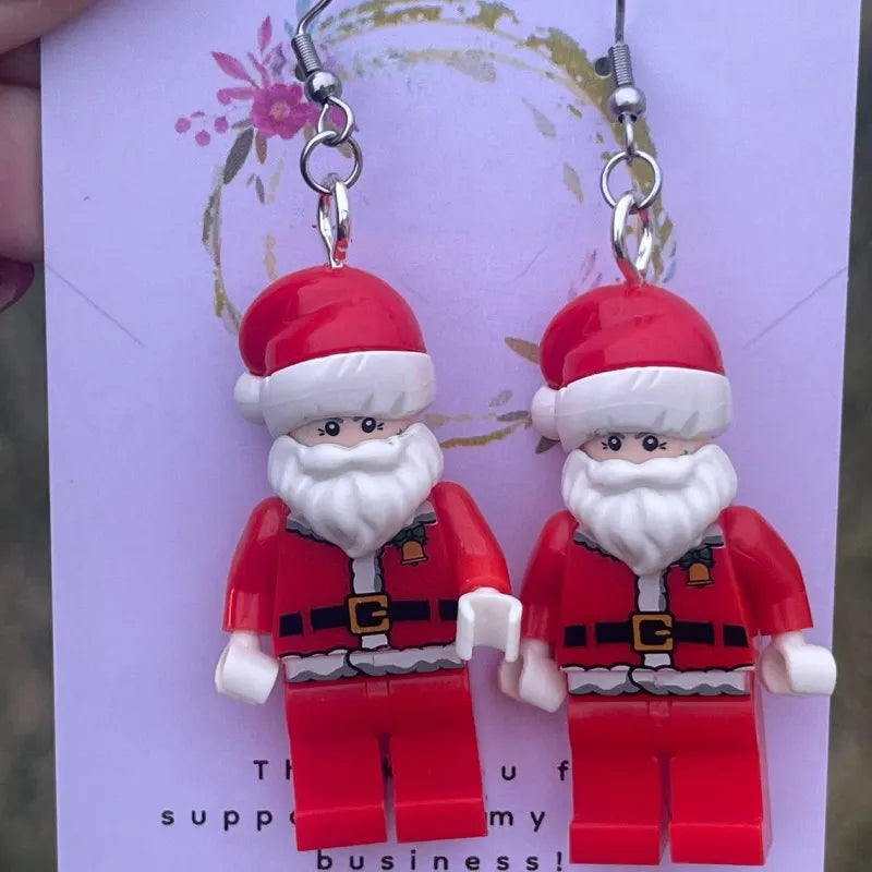 New Christmas Santa Claus Pendant Women's Hook Earrings Creative Santa Claus Statue Handmade Jewelry Earrings Christmas Gift Good Vibrations