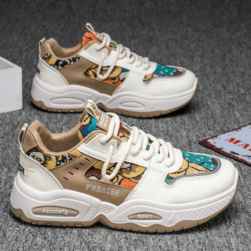 Mens Sneakers Thick Sole Anti Skid Wear-resistant 2025New Men's Casual Spring Shoes Breathable Man Footwear Fashion Comfortable Good Vibrations