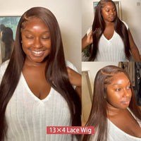 #4 Chocolate Brown Straight 13x6 HD Lace Frontal Wig 13x4 Lace Front 30 36 46 Inches Brazilian Human Hair Wigs For Black Women Good Vibrations