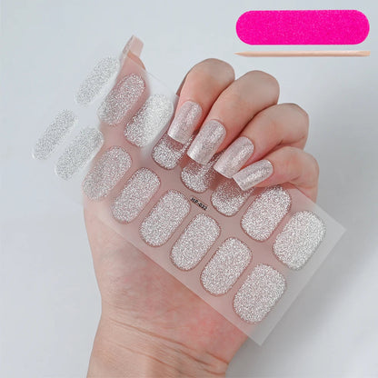 UV Semi-Cured Gel Nail Wraps Stickers Strips French Long Lasting Full Cover LED Gel Semi Cured Nail Sliders For Nail Extension & Good Vibrations