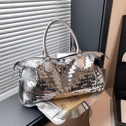Sequined Underarm Shoulder Evening Tote Bags For Women Shiny Big Capacity Shopper Totes Nightclub Party Luxury Designer Handbags Good Vibrations