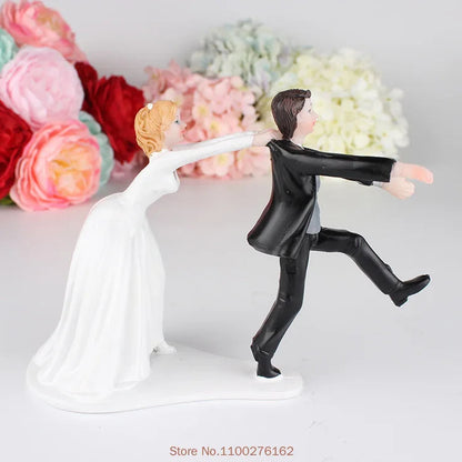 Cake Toppers Dolls Bride and Groom Figurines Funny Wedding Cake Toppers Stand Topper Decoration Supplies Marry Figurine Good Vibrations