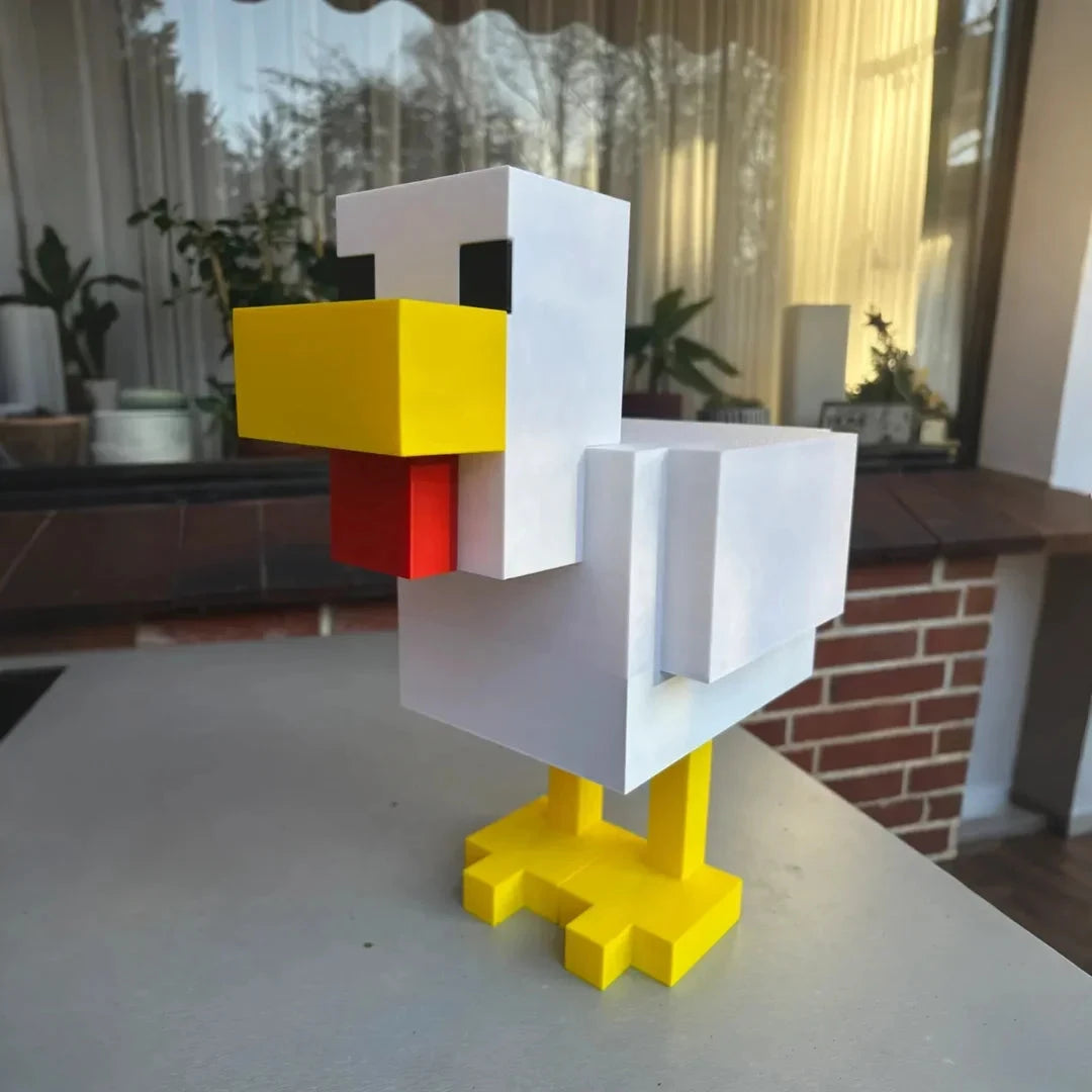 Charming and cute pixel chicken statue - artistically crafted animal decoration suitable for homes and offices Good Vibrations