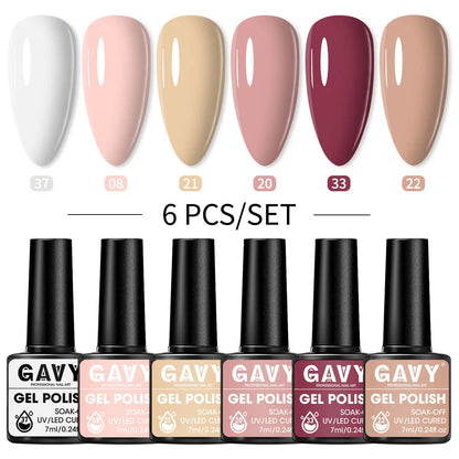 GAVY 6-piece quick-drying nail polish set, with high glossiness, perfect for DIY manicures at home or in the salon. Good Vibrations